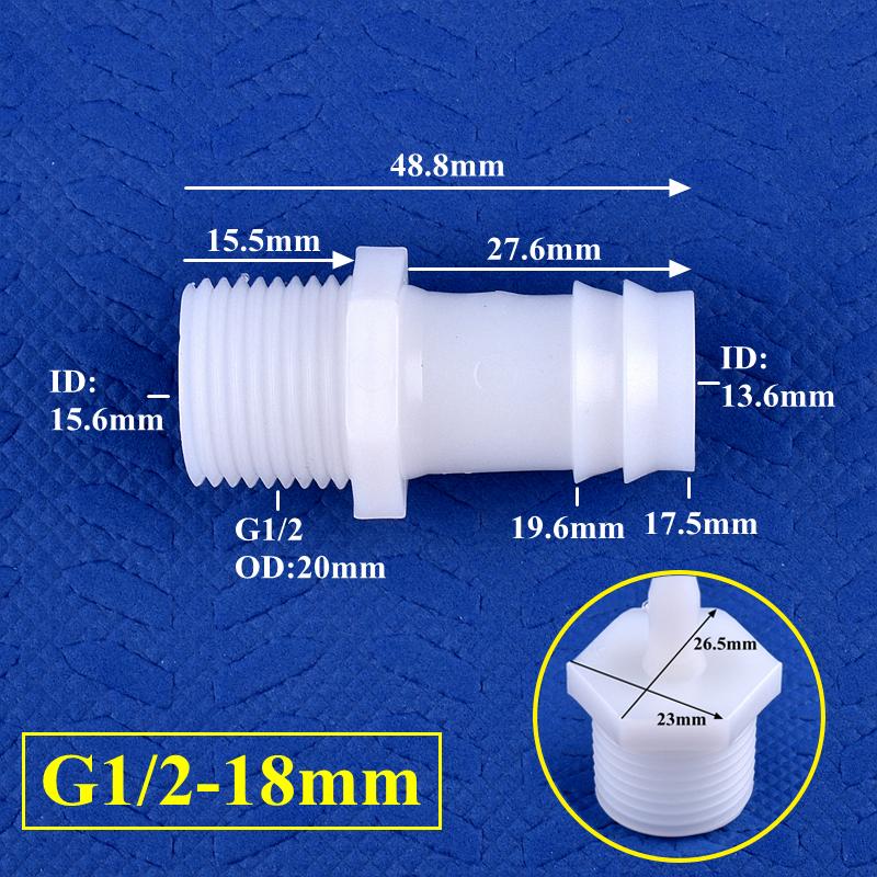 10pcs/lot PE Pagoda Direct Connector G1/2" 3/4" Male Thread To 4~25mm Barb Joints Aquarium Adapter Air Pump Tube Connector Micro Irrigation Hose Joint