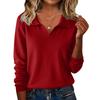 Women's Fashionable Casual Long-sleeved Knitted V-neck Sweater Top