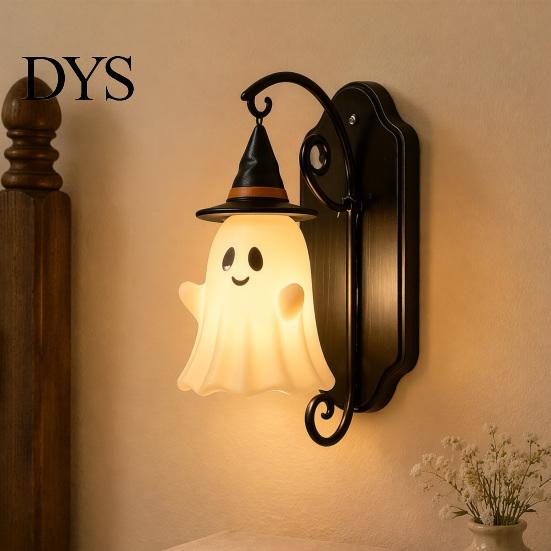 Autumn Wall Ornament Cute Ghost Light, Wizard Hat Lamp, Decorative Night Light for Kids Mount Lamp Halloween Home Hallway Entrance Bedroom Decor