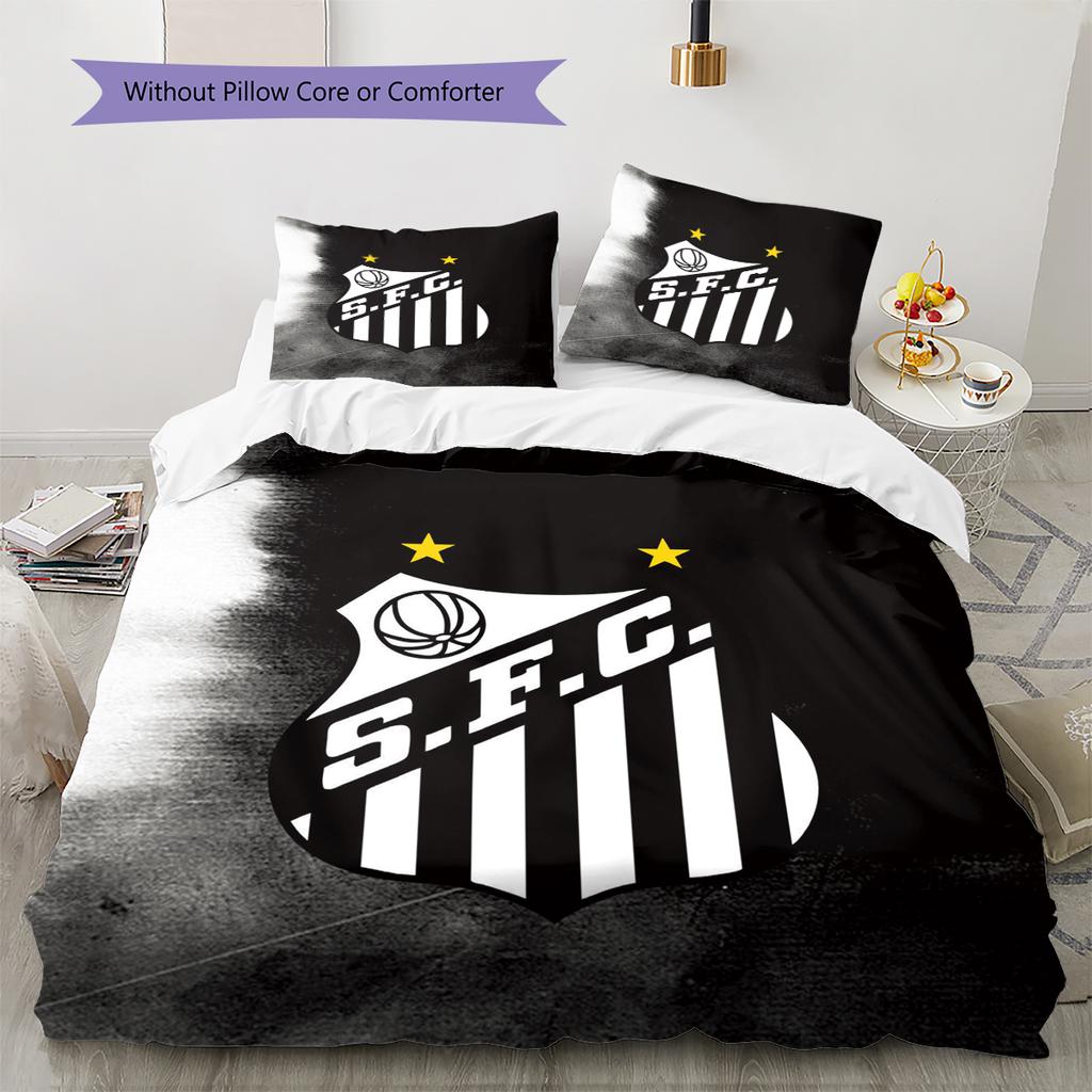 Santos FC Pattern Bedding Home Decoration Birthday Gift (1 * duvet cover + 2 * pillowcase, without core)