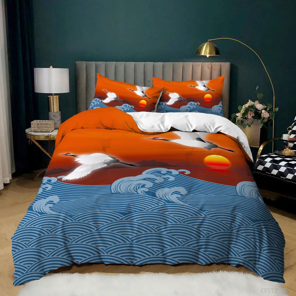 3D Landscape Pattern Quilt and Pillowcase 2/3 Pieces of Ink Painting Style Bedding AU180 * 210 Soft Home Decoration for Women's Rooms