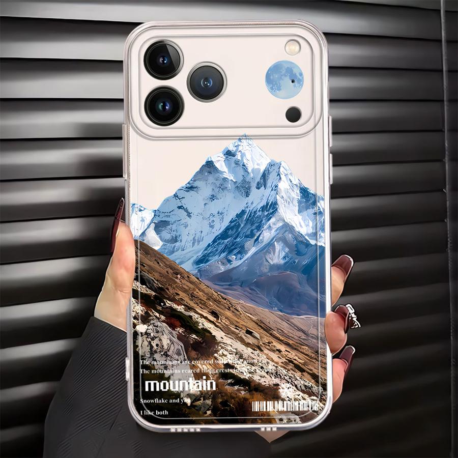 Чехол для iPhone 17 Pro Max 14 Plus 12 Mini 7 8 11 XS Max XR 16 Air 15 13 Pro Мягкая накладка на телефон Снежные горы Живописный хребет