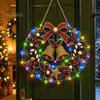 DIY Holiday Craft for Adults Christmas Diamond Painting Wreath Kit with LED String Lights, Snowman Pearl Art Hanging Ornament Adults, Acrylic