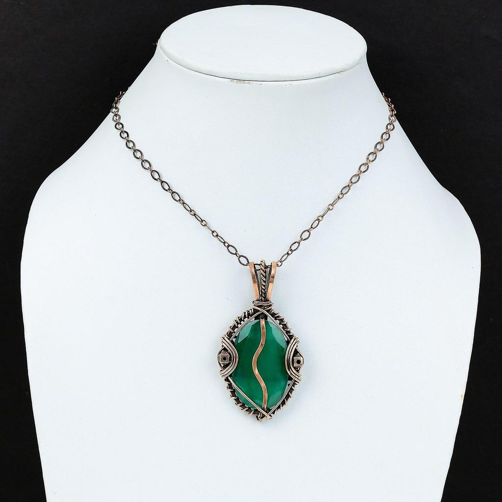 Изумрудная подвеска, Подвеска из медной проволоки 999 пробы, Ювелирные изделия с драгоценными камнями, Подвеска ручной работы, Потрясающие украшения, Подарок для нее