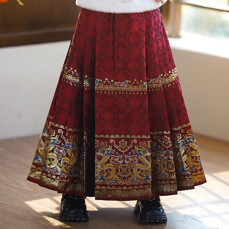 Девочковый бархатный комплект Hanfu с юбкой Ma Mian - Зима 2025, новый китайский стиль для осени/зимы и празднования Нового года