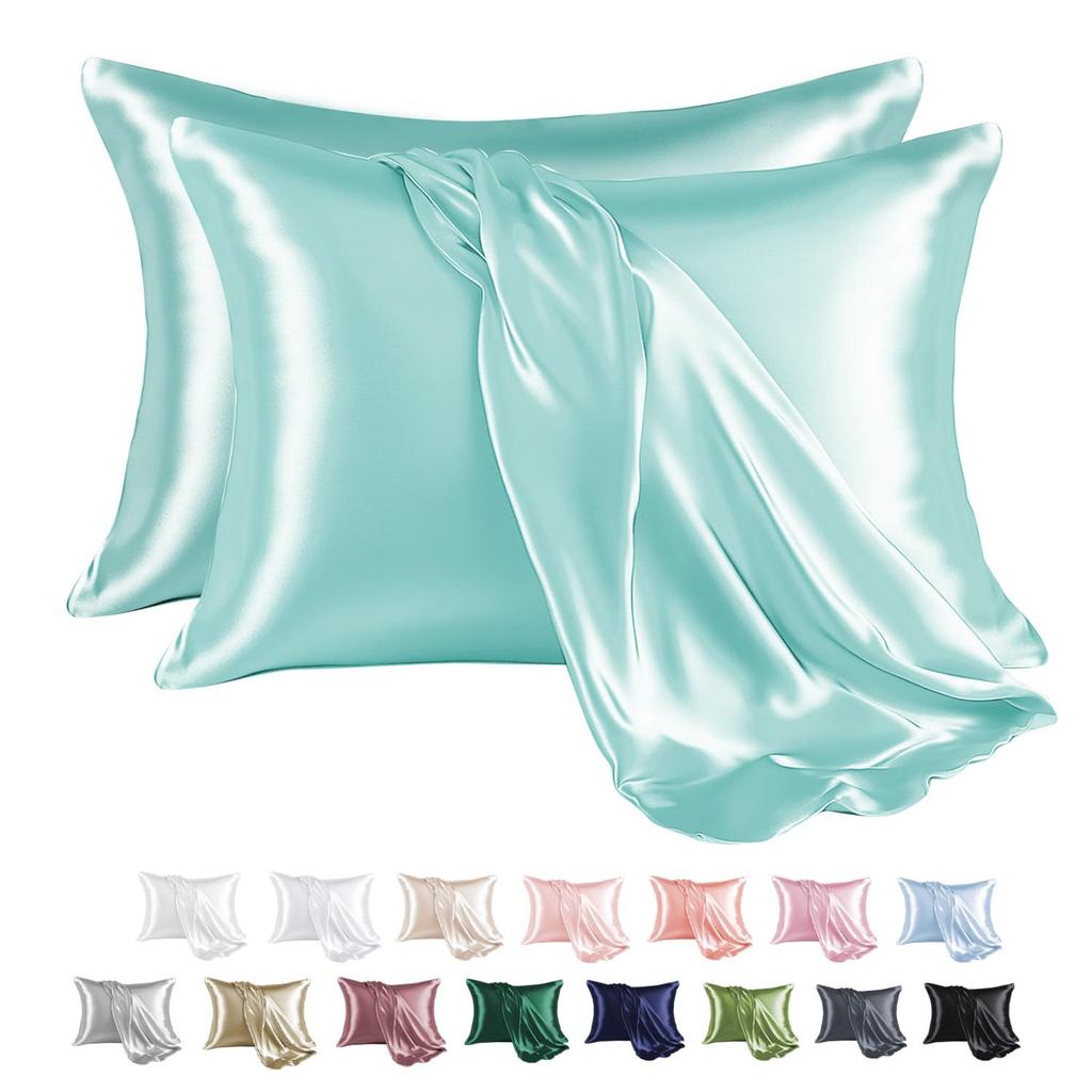 Satin Pillowcases for Hair and 2 Pack Silk Satin Set of 2 King Size Pillowcases Silky Pillowcases with Envelope Closure MR&HM Skin, Pillowcases,
