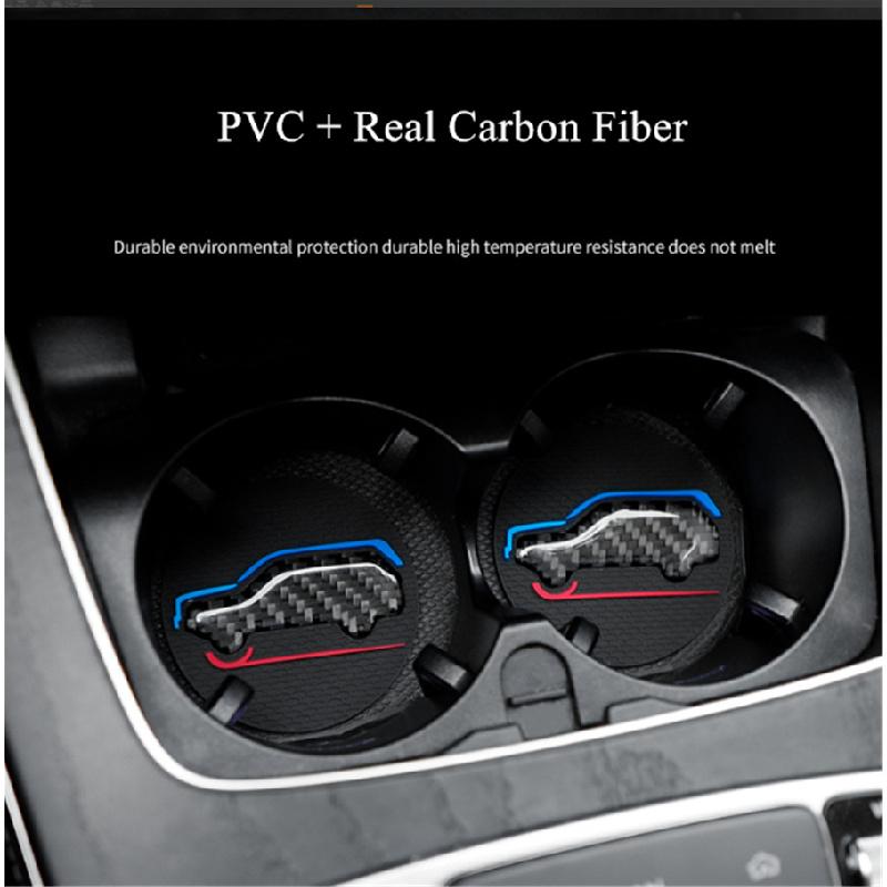 A Set Of 2 High-Quality Anti-Slip Elastic Long-Lasting Mats Made Of Real Carbon Fiber For In-Car Cup Holders