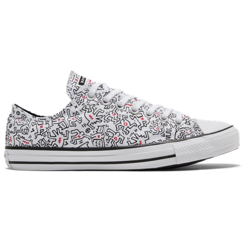 Keith Haring x Converse All Star Модные низкие парусиновые кеды Унисекс Белые и черные