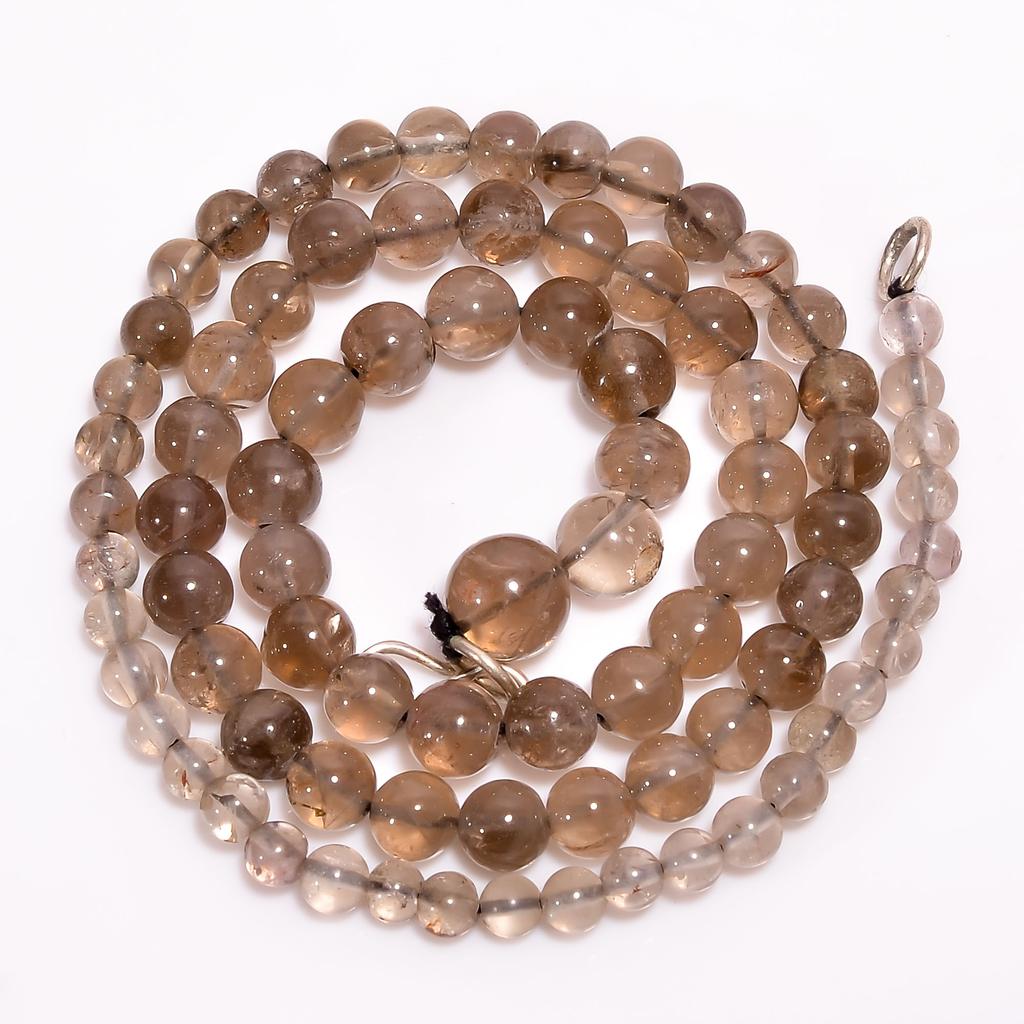 AAA+ 100% Natural Smoky Quartz Round Smooth Beads Necklace 4-9 Mm 18" UB-8472