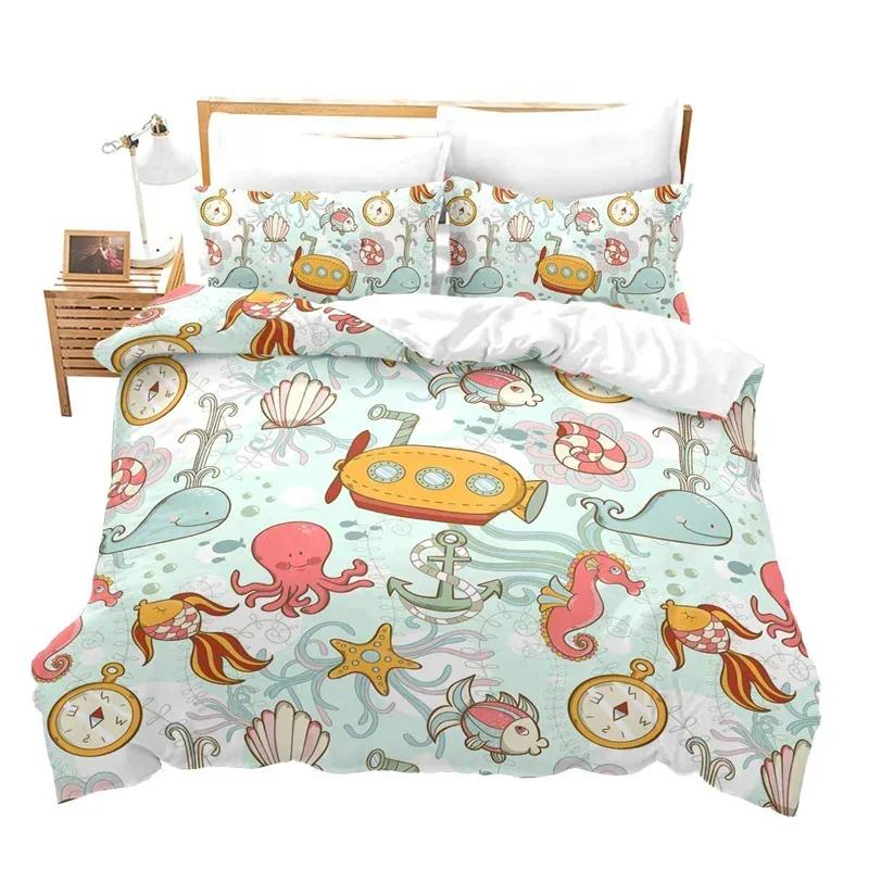 Океанский Морской Прибрежный Удобный Пододеяльник Наволочка Постельное Белье Детская Спальня Декор Домашний Текстиль