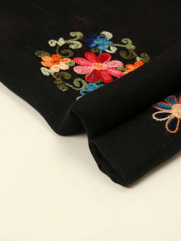 Новая Мода Вышивка Цветочный Длинный Шарф Хиджаб Женский Хлопковый Платок Летние Однотонные Накидки Для Леди Стола Повязка На Голову