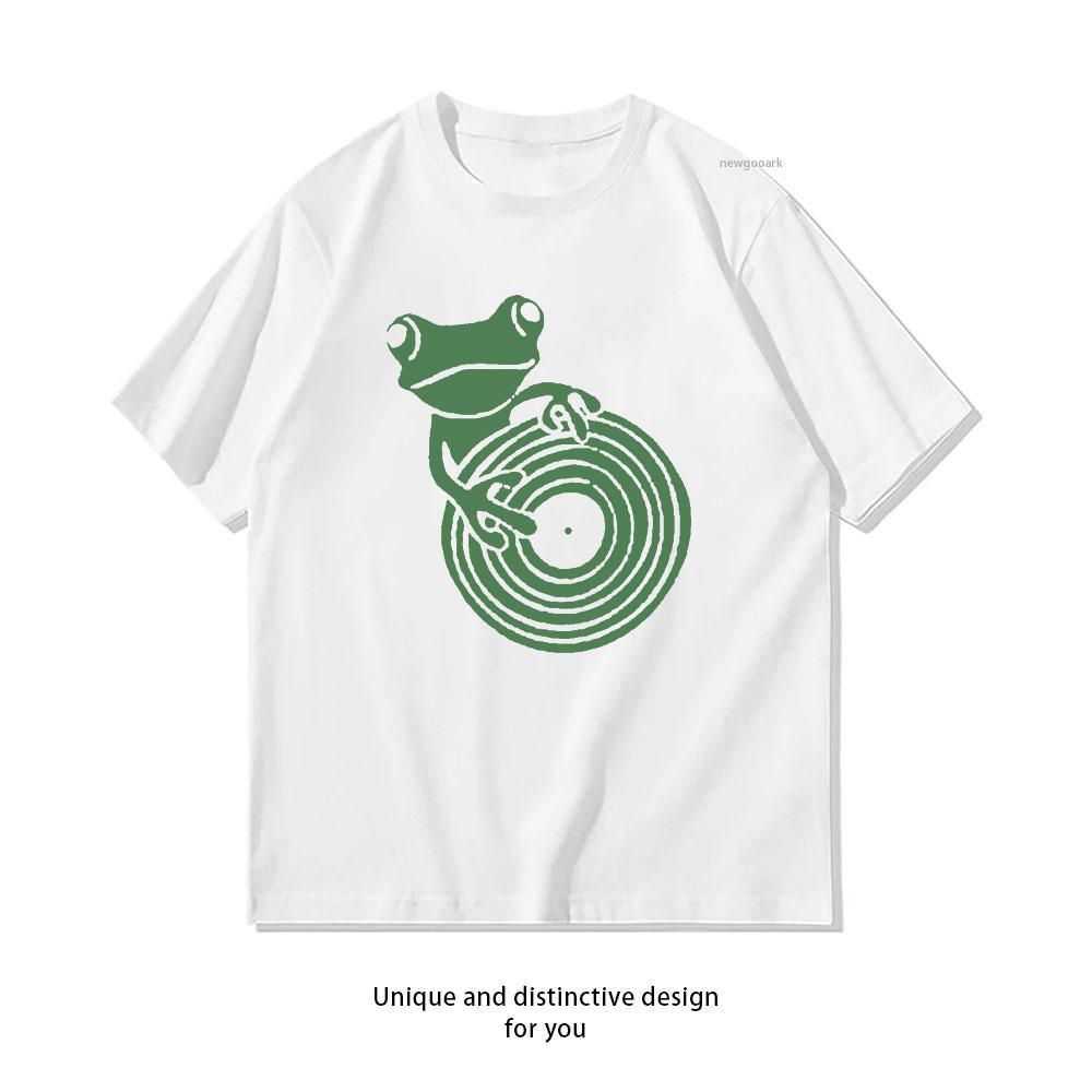 Frog DJ Funny Music shirt woman man Casual cotton printed t shirts Adult streetwear camisetas tops tee