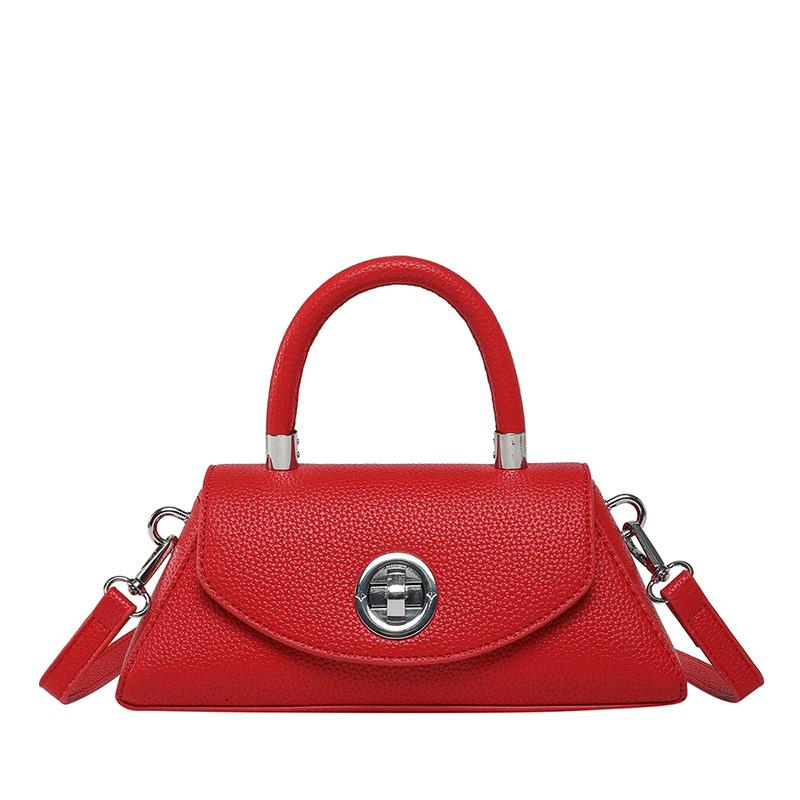 Популярная простая темпераментная высококлассная трапециевидная портативная маленькая квадратная сумка с узором личи, повседневная универсальная сумка-мессенджер в зарубежном стиле