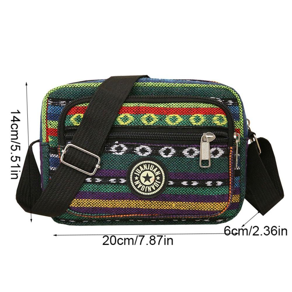 Многослойная сумка через плечо в стиле бохо с вышивкой, сумка-оксфорд, простая полосатая сумка через плечо для девочек