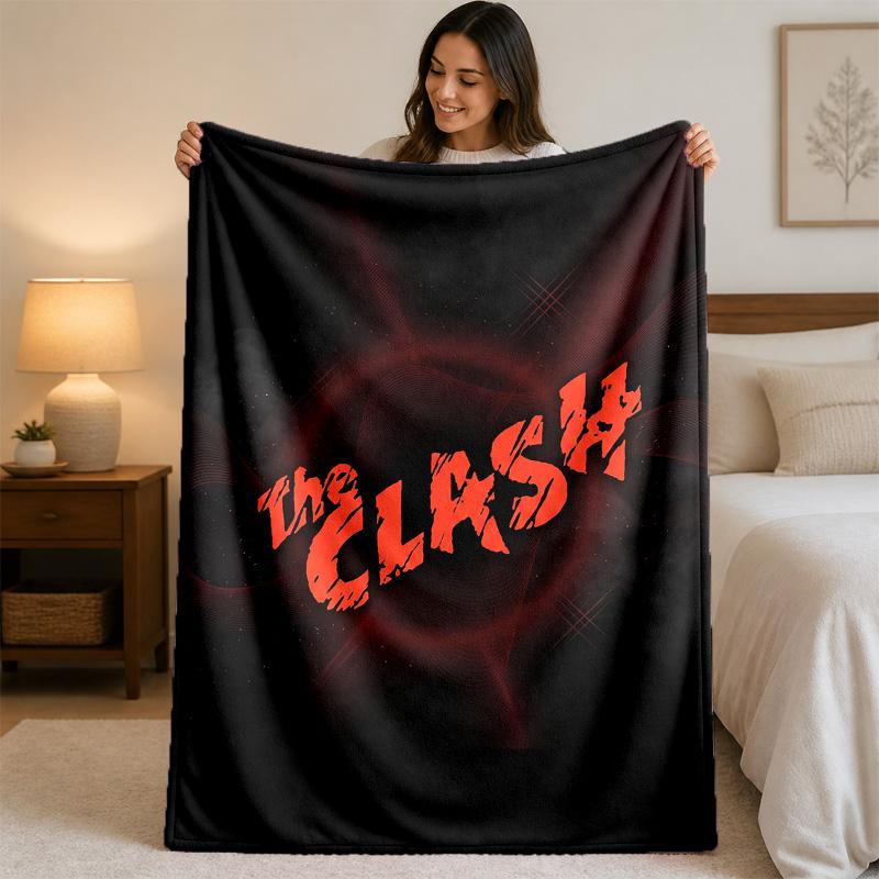 The Clash Print Flannel Blanket Cozy Lightweight Plush Throw Blanket For Bed Sofa Household Use