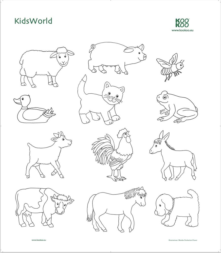 [KOOKOO] Настенные часы Kids World Sky серого цвета с голосами животных. 12 разных животных на ферме показывают время.