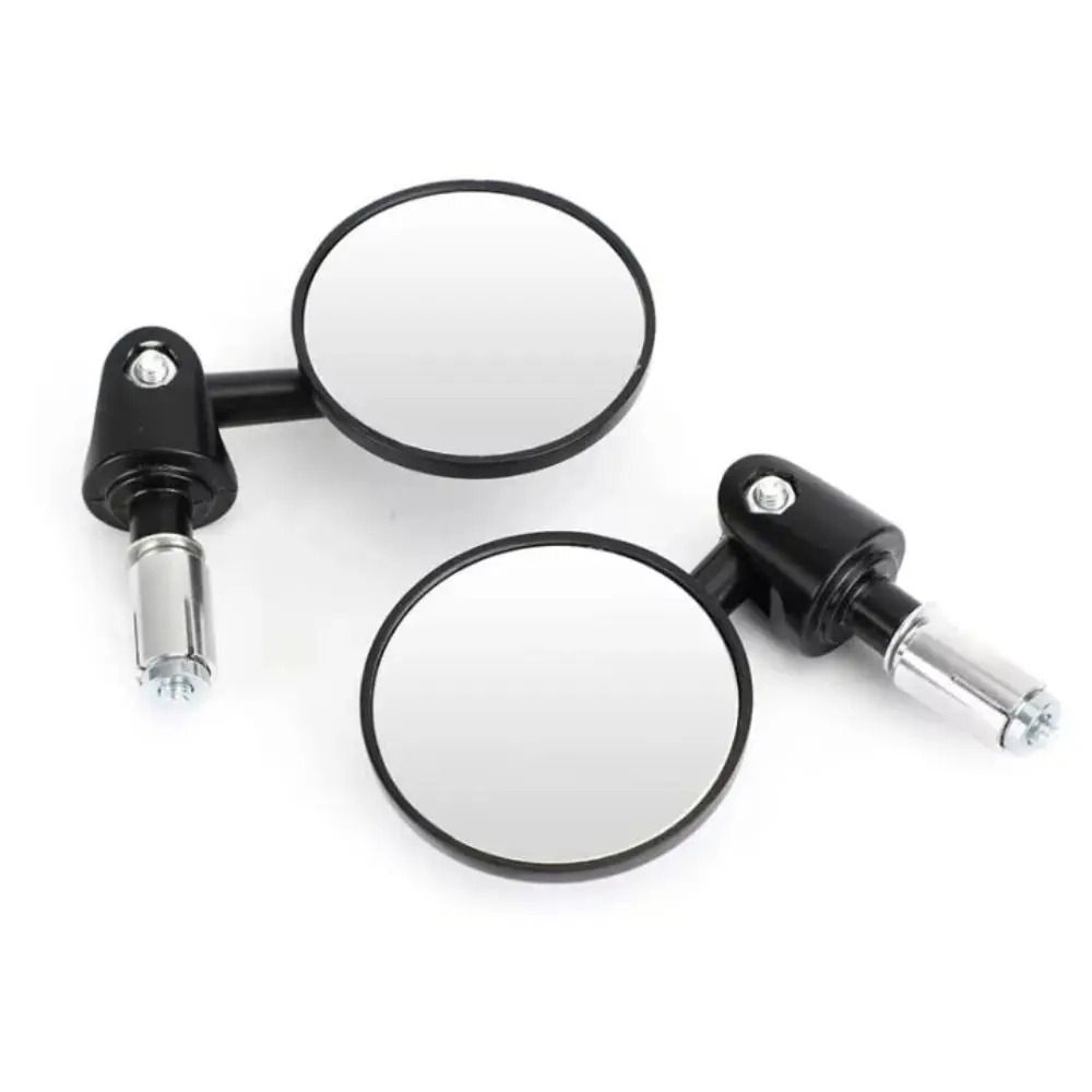 2Pcs Round Motorbike Handlebar Mirror Flat/Convex Handle Bar End Mirror  for 16-18mm ID Handle
