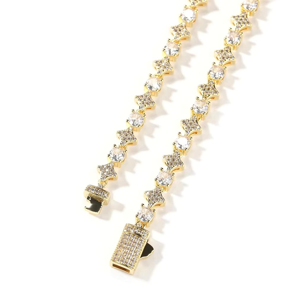Hot Selling Fashion Hip Hop Jewelry 6mm Bling CZ Iced Out Star Zircon Tennis Bracelet for Women and Men