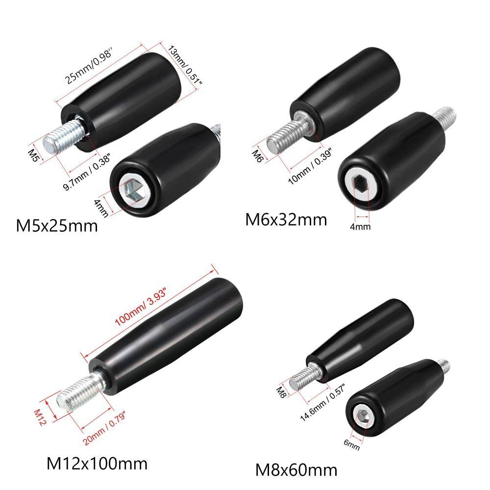 Black Revolving Handwheel Machine Handle M5/M6/M8/M12 Male Threaded Stem Handwheel Knob Lathe