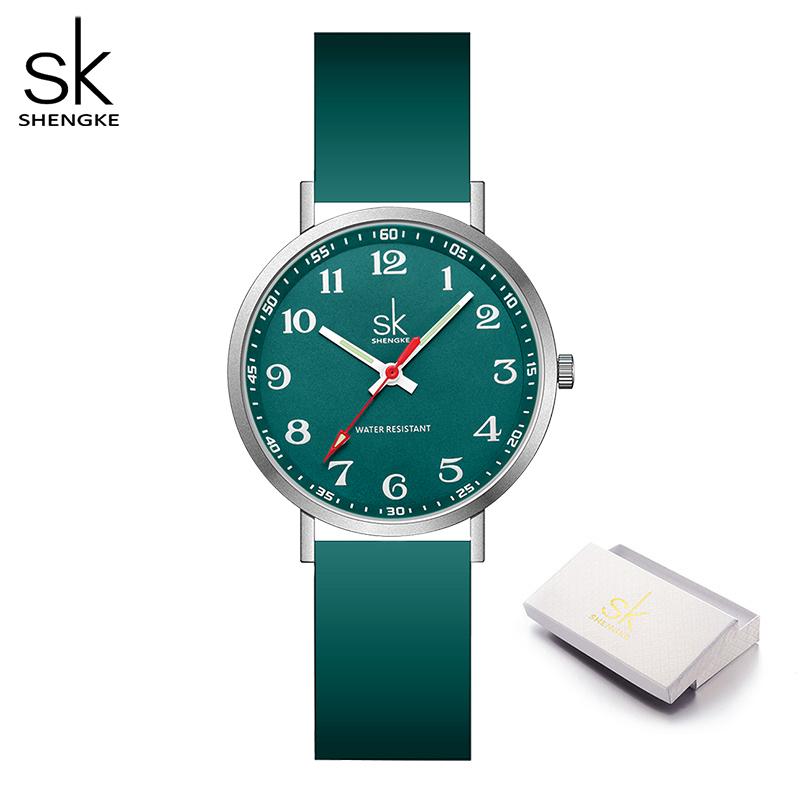SHENGKE Женские модные часы на силиконовом ремешке Новые часы для женщины SK Кварцевые наручные часы Оригинальные женские часы Relogio Feminino