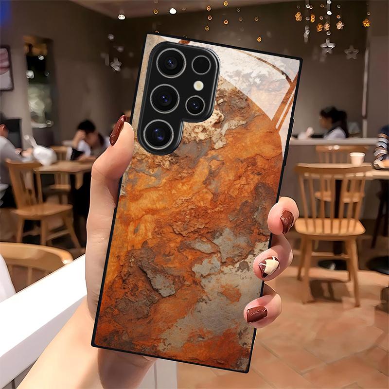 2D чехол для телефона с текстурой ржавчины для Samsung S26 S25 S24 S23 S22 S21 S20 A56 A36 A16 Защитная крышка из закаленного стекла