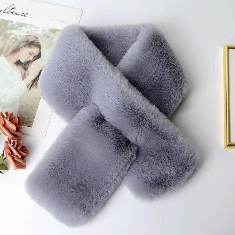 Soft Plush Scarf: Faux Rex Rabbit Fur, Double-Sided, Thick & Warm Winter Neck Warmer