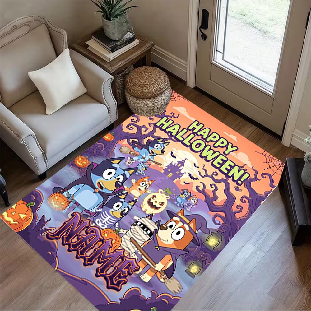 Halloween Costume Parade Customizable Name Floor Rug Office Rug Perfect for Kitchen Entryway Playrooms Study room Anti-slip Rug Anime Office Decor