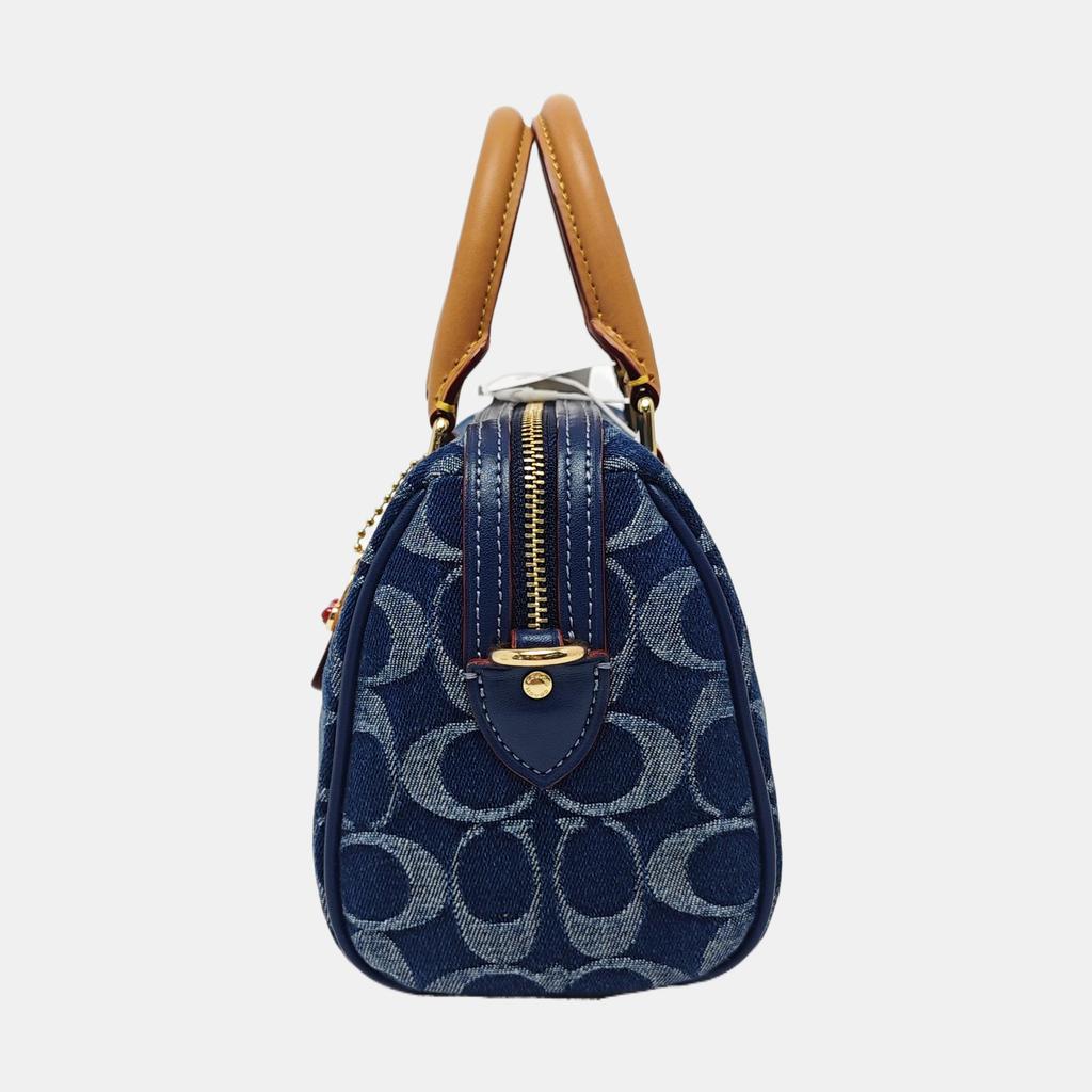 [Pre-Owned] Rowan 18 Brand Print Detachable Shoulder Strap Fabric Boston Bag - Excellent #1P1W10L