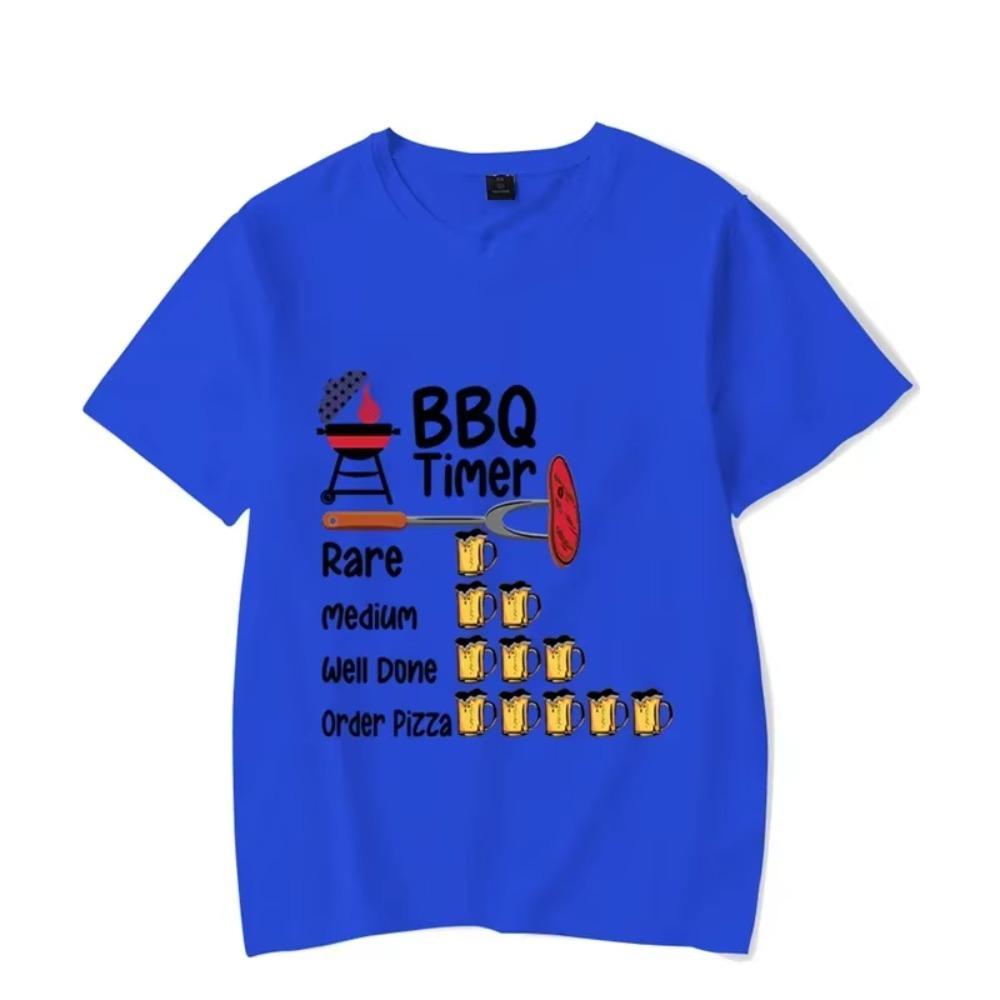 Рубашка BBQ TIMER Мужская футболка с принтом BEER Свитшот с коротким рукавом Летняя футболка Пуловеры Топы Большие дышащие футболки Рубашка