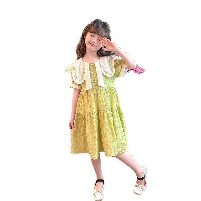 Girls Summer Short Sleeve Princess Dress Stylish Casual Outfit For Big Kids