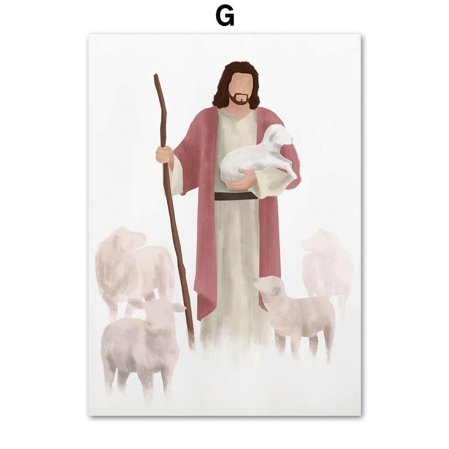 Настенные художественные принты, картина на холсте, портрет Иисуса Христа, Дева Мария, акварель, плакат на скандинавскую тему, настенные панно для декора гостиной