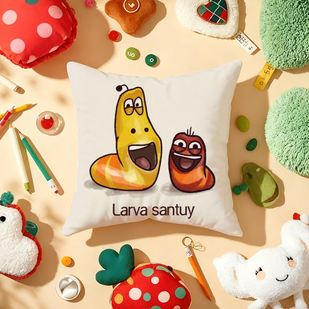 Classic Funny Anime LLarva Cushion Cover Plush Fabric Soft DoubleSided Printed Sofa Warm Winter Home Gift Pillow Cover