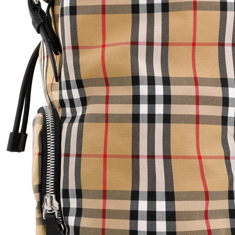 Burberry Check Print Fabric Backpack Women backpack Yellow 80814761