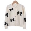 Spring and Autumn Korean Style Bowknot Jacquard Children's Cardigan Sweater Jacket Girls Knitted Cardigan