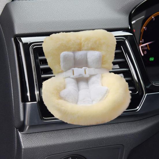 Doll Car Seat with Air Vent Clip Desktop Stand Cute Safety Belt Plush Cushion 17cm Doll Seat Car Ornament Gift for Collectors Fans