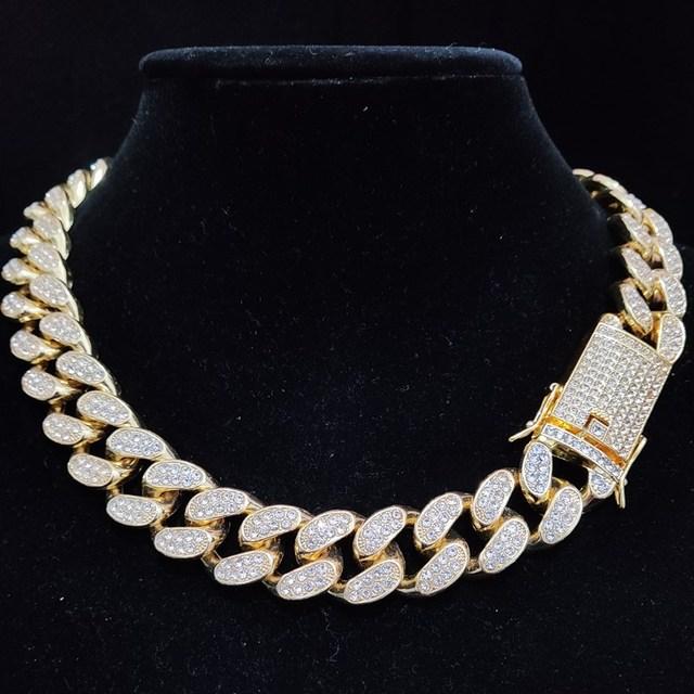 Iced Out Bling Bling Chain ожерелье высокого качества шириной 20 мм Miami Cuban Chain Hiphop ожерелья модные очаровательные ювелирные изделия