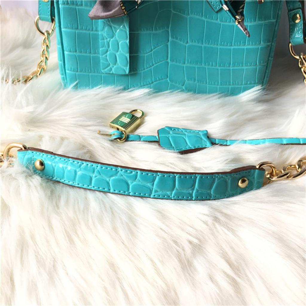 FD64102940 осень и зима новая платиновая серия макарон узор крокодила портативная наплечная сумка из коровьей кожи 25 см