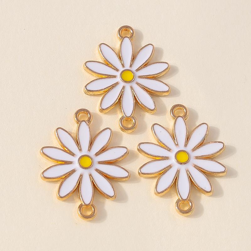 Лесли 10 шт. Красочные подвески в виде цветка ромашки с двумя отверстиями для изготовления ювелирных изделий, браслета, ожерелья, брелока своими руками, кулона