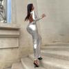 Autumn and Winter Metallic Sexy Backless Slim Slimming Dress