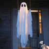 Large White Glowing Hanging Ghost Swing Decoration - Spooky Halloween Ornament for Outdoor Porch Doorway Decor