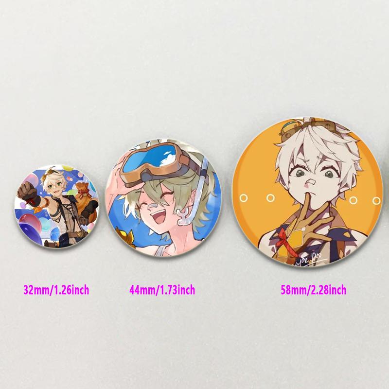 Значки Bennett 32/44/58 мм, аниме-броши ручной работы Genshin Impact, значок на лацкан игрового персонажа, креативный значок в виде мультяшной фигурки, подарочный аксессуар