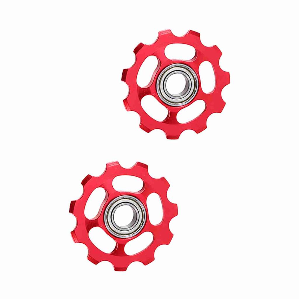 2 шт. алюминиевый 11T ролик заднего переключателя передач для велосипеда(красный)