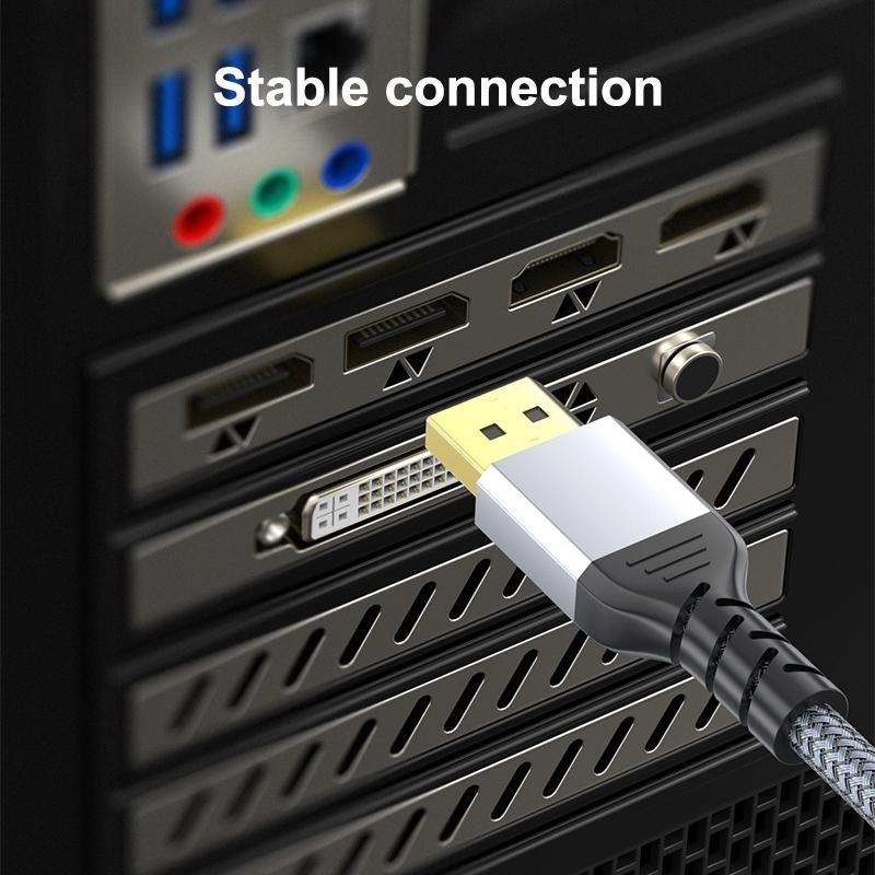 Кабель DisplayPort 8K DP 1.4Cable 8K@60Hz 4K@144Hz Высокоскоростной плетеный кабель Display Port, совместимый с телевизором, монитором, ноутбуком