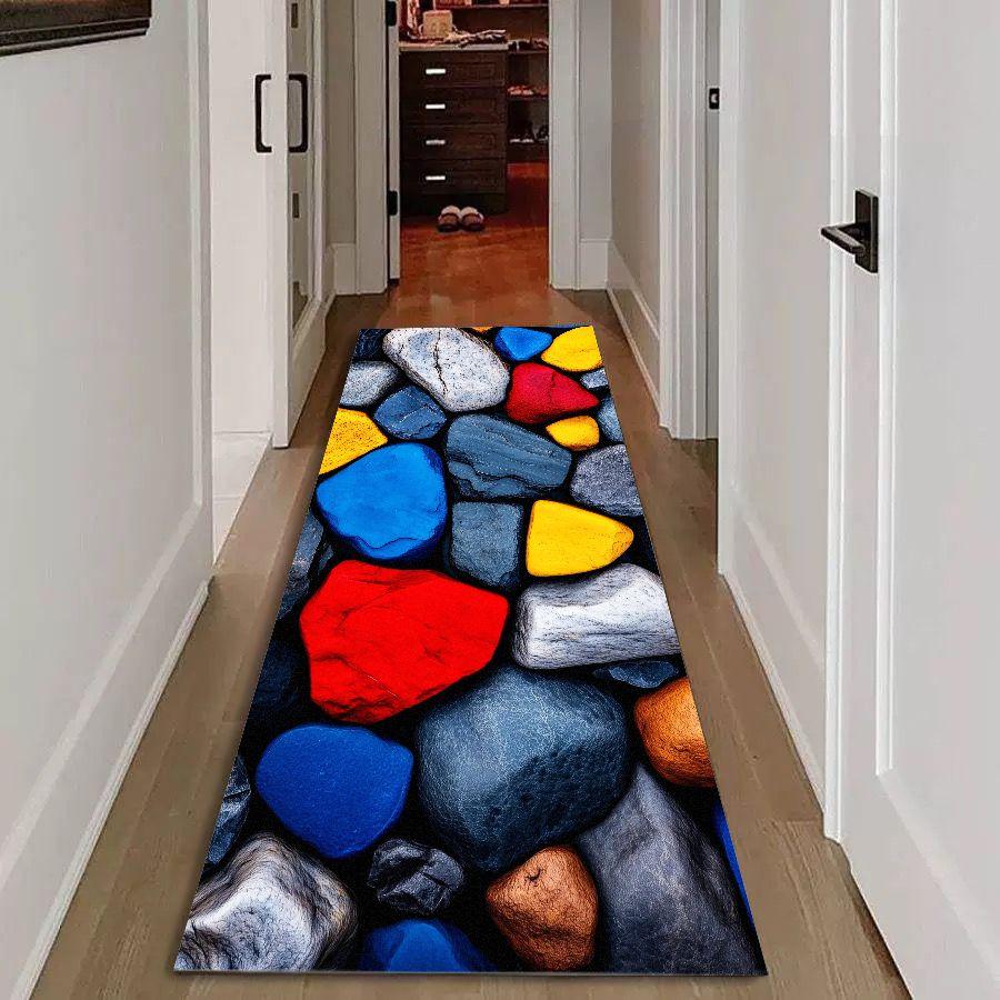 Modern Farmhouse Rug Multi Color Stone Hallway Carpet Water Absorption