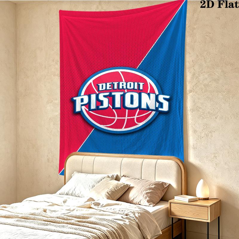 Detroit Pistons Wall Tapestry Aesthetic Wall Hanging Printed Fabric Blanket Decorative Tapestries for Bedroom Living Room Home Decor