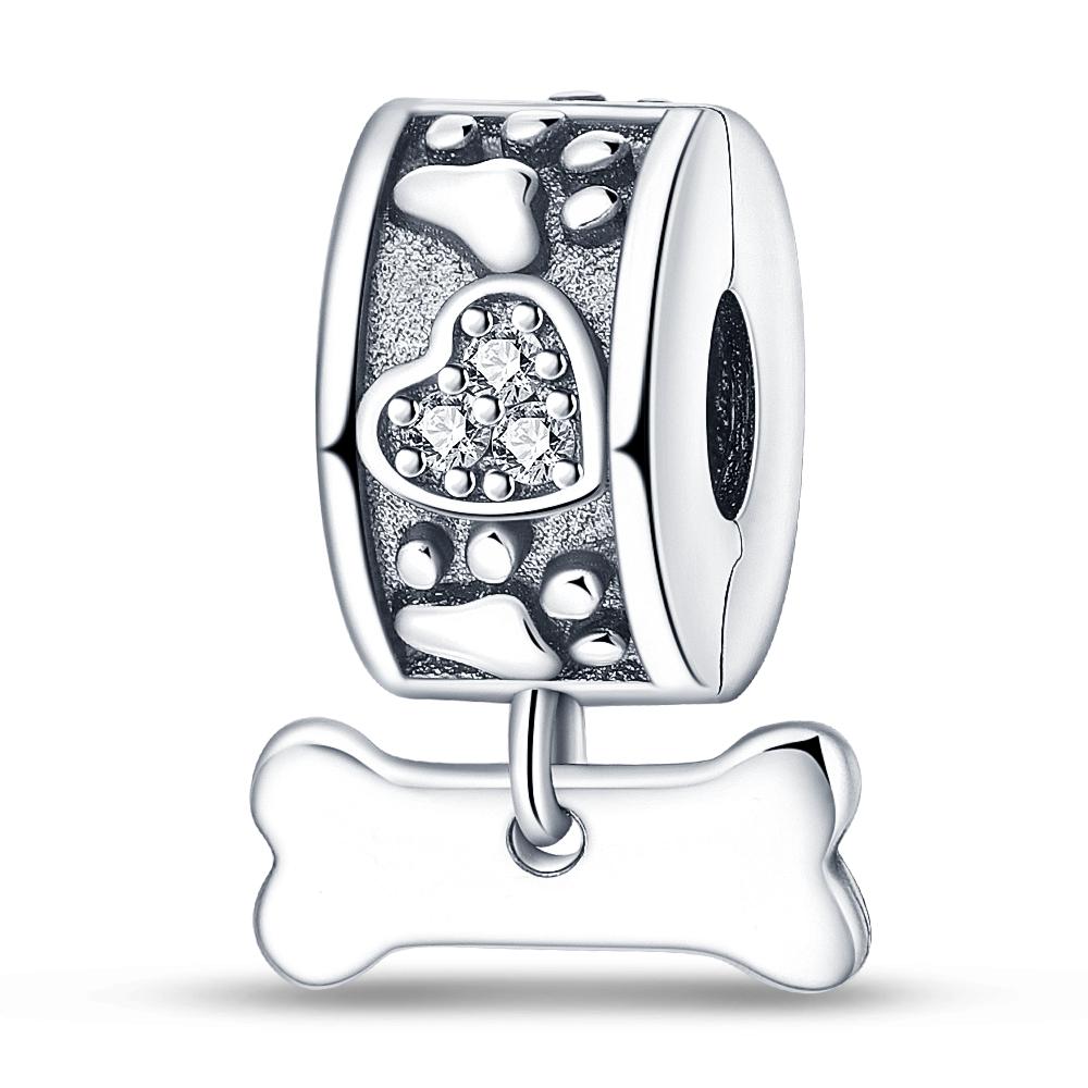 925 Sterling Copper Cat and Dog Series Best Friend Pendant Fit 4MM Hole Diamete Bracelet Charms Bead Necklace DIY Female Zircon