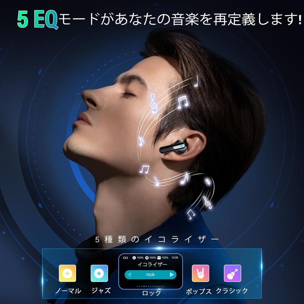 Беспроводные Bluetooth-наушники Новая модель Многофункциональный сенсорный экран с 5 эквалайзерами ИИ Умный поиск Bluetooth-наушников Шумоподавление До 48 часов