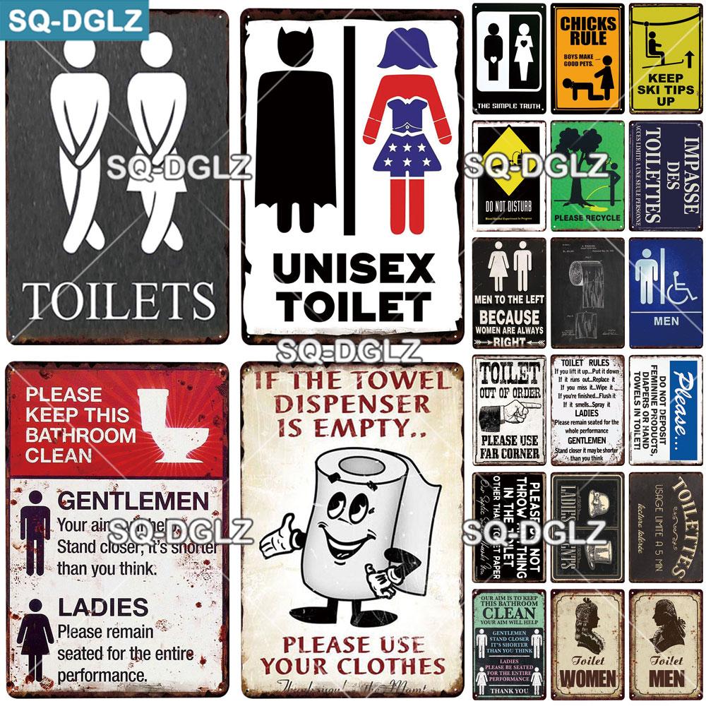 Vintage Metal Tin Sign Toilet Pub Wall Decor Rustic Retro Bar Plaque Home Man Cave Garage Decor