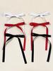 6 pieces music festival solid-colored bow hair clips for women's wedding jewelry, simple and sweet hair accessories
