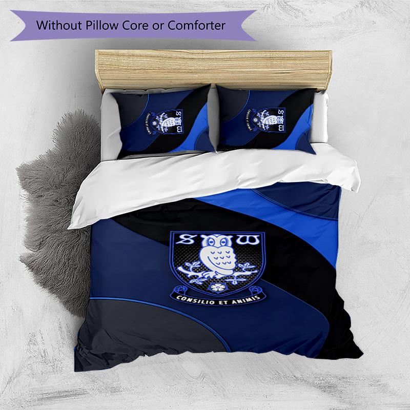 Sheffield Wednesday Football Printed 3 Pieces Bedding Set, Comfortable Skin Friendly Bedroom Duvet Cover Set